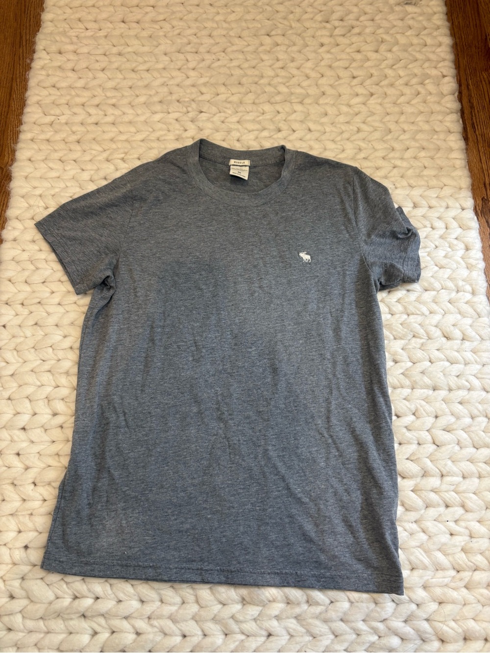 Abercrombie & Fitch Men's Gray Crewneck Logo T‑Shirt